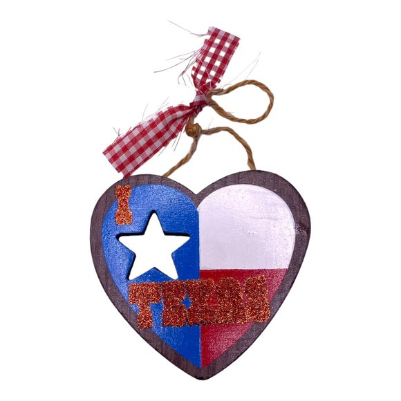 Texas TX Cowboy Ornament Lot (4 ) Horseshoe Santa Boot Heart Flag - Picture 9 of 10